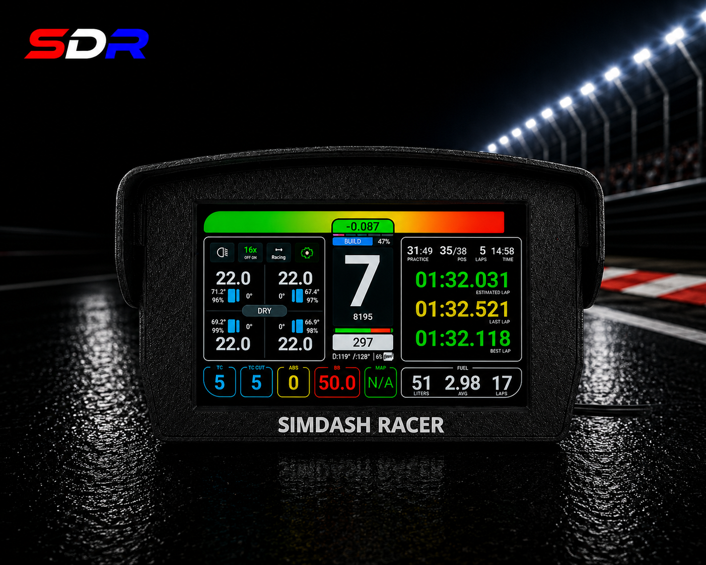 DDU Dashboard usb IPS 5" Hd 60fps simhub without Led Rpm