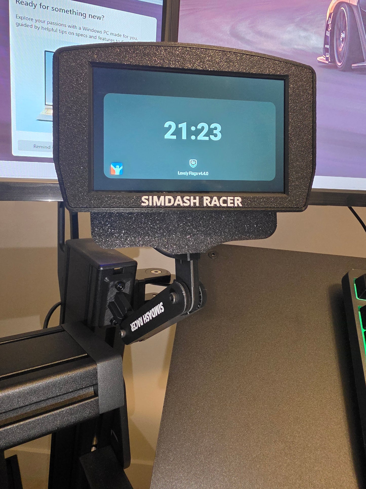 Sim Racing Dashboard Mount cockpit - Adjustable Articulated Bracket for Display Screen